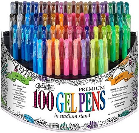 100 Archival Ink Pens Gel Pens Stadium Stand Multi-Color Rubber Grip