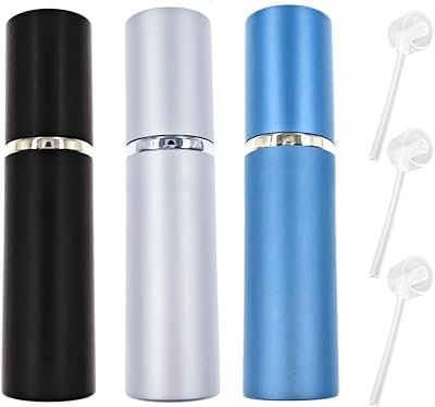 ZHIYE 10ML Perfume Atomiser Set, 3 Refillable Travel Bottles in Blue Black
