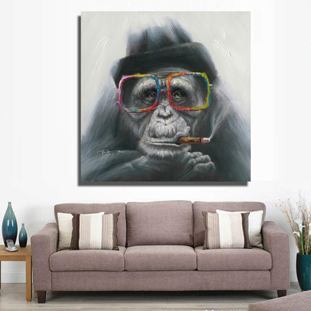 WSNDGWS Cute Little Monkey con Gafas de orangután Pintado a Mano ...