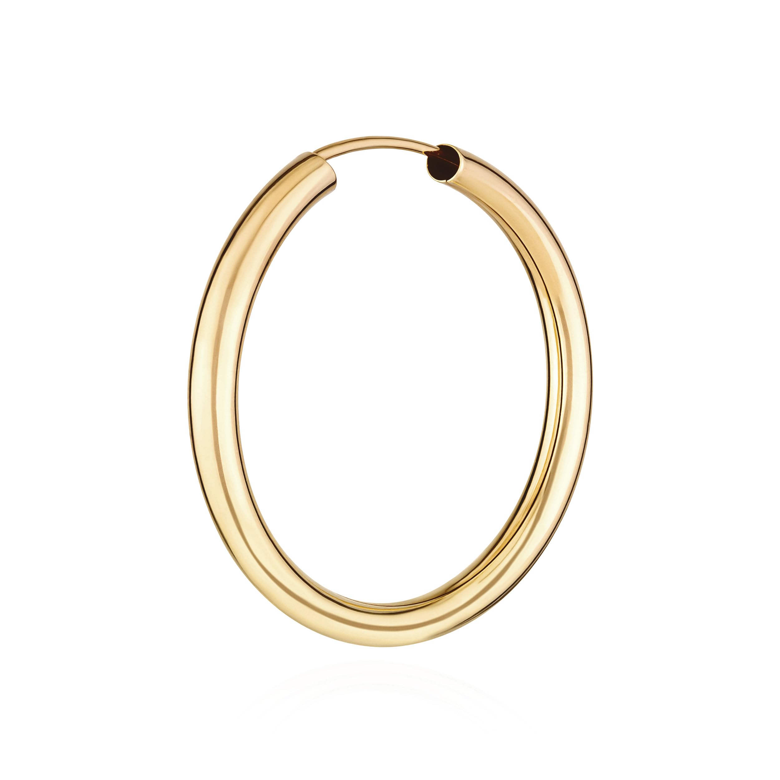 NKlaus single gold yellow gold creole earring earrings 2,5mm round gold earring 30mm 9042