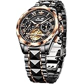 OUPINKE Watches for Men Automatic Skeleton Self Winding Dress Wrist WatchBusiness Waterproof Luminous Tungsten…