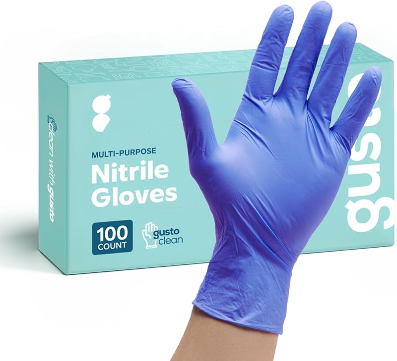 GUSTO Nitrile Gloves Small 100 Count Blue Powder Free Latex Free