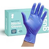 Comfy Package Blue Nitrile Gloves, Disposable Gloves - 4 Mil, Latex & Rubber Free, Non-Sterile Powder Free Gloves -