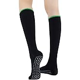 Verdancy Yoga Pilates Socks with Grips Ruffle Trim Non Slip Cushioned Knee Highs Over the Calf Socks for Barre Ballet Dance