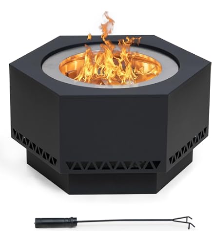 Amazon.com: Sunjoy 28 Inch Extra Tall Hexagonal Smokeless Fire Pit