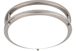 Hlite 36W 13inch LED Flush Mount Ceiling Light Fixture,3600LM Super Bright Light Fixture Ceiling Mount,LED Ceiling Light Flush Mount for Bedroom,Kitchen,Bathroom,5000K Daylight White,Nickel (1Pack)