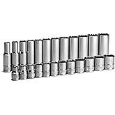 Capri Tools 3/8 in. Drive 12-Point Shallow and Deep Socket Set, Metric, 8 to 19 mm, 24-Piece