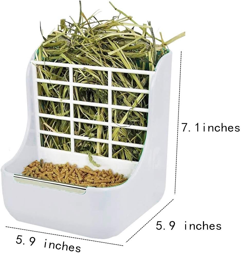Rabbit Feeder Bunny Guinea Pig Hay Feeder, Hay Food Bin Feeder, Hay and Food Feeder Bowls Manger Rack for Rabbit Guinea Pig Chinchilla and Other Small Animals (White) - Image 3