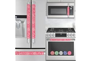 Rio Salto Hardware Handle Cover - 5pc Set, Pink Dandellion, Stainless Steel, for Refrigerators, Ovens, Dishwashers etc., Decorative Kitchen Accessory