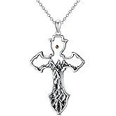 ROMANTICWORK Mustard Seed Cross/Teardrop Necklace for Women Men 925 Sterling Silver Mountain Pendant Jewelry Gifts for Boyfriend Husband Father