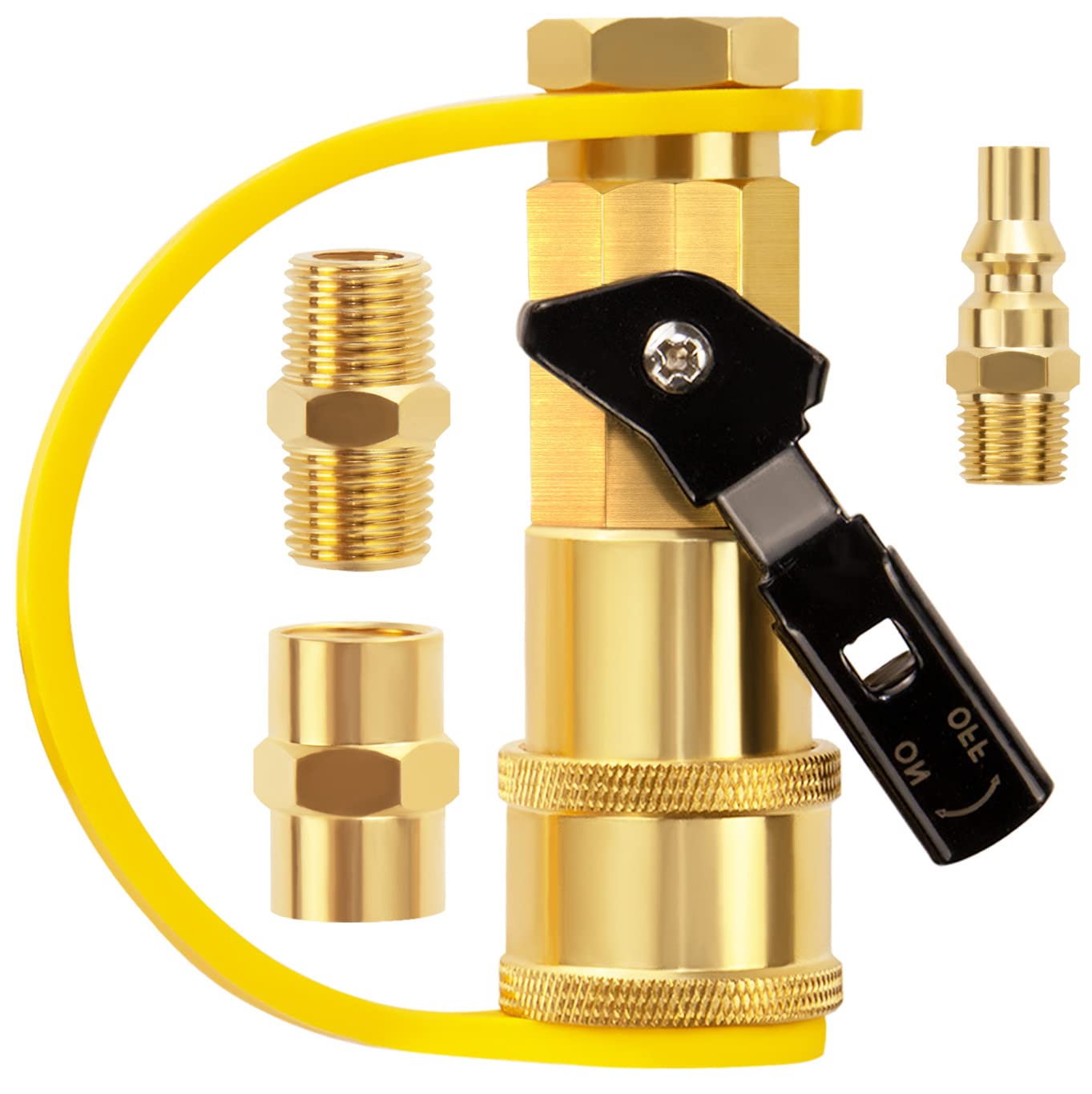 Photo 1 of 1/4" RV Propane Quick Connect Adapter for Propane Hose, Quick Connect or Disconnect Kit Fitting Shutoff Valve and Full Flow Plug 1/4" Male NPT 1/4 Inch Female NPT for RV,Trailer,BBQ