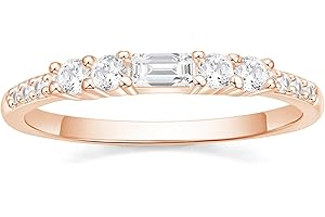 SHINYSO Wedding Bands for Women Cubic Zirconia Thin Stacking Baguette Rings Eternity Engagement Band for Her Size 4-10