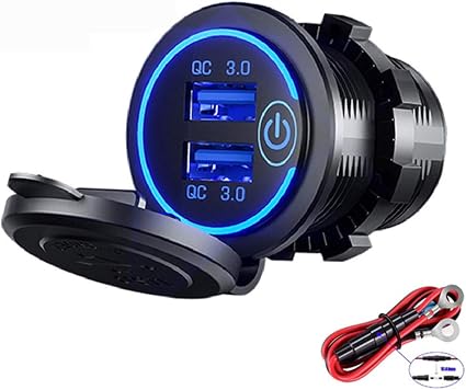 Amazon Co Jp Seametal 車載充電器 Qc 3 0カーチャージャー Usb充電器ソケット 埋め込み用 急速充電 Usb 2ポート 12v 24v Iphone Android対応 スマホ充電器 Led 防水 船 オートバイ Atvにも適用 家電 カメラ