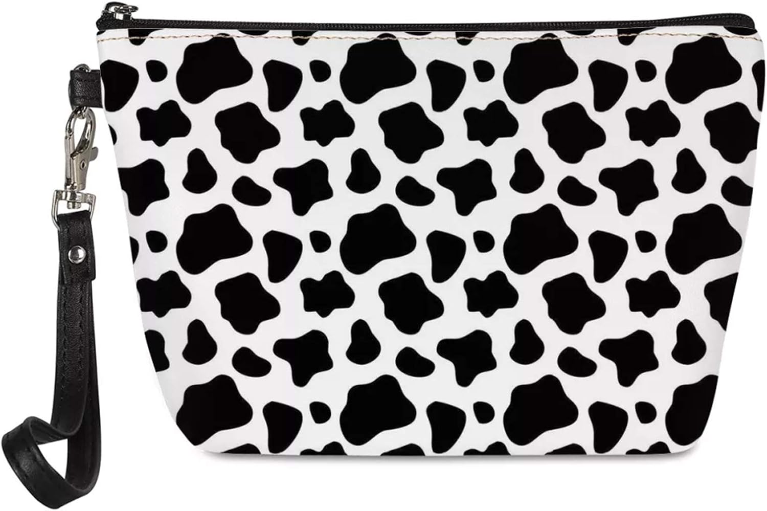 SEANATIVE Cow Print PU Leather Clutch Makeup Bag Outdoor Travel Brush Holder Organizer, one_size
