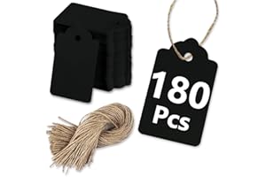 PH PERKHOMY 180 Pcs Kraft Paper Gift Tags with String, Blank Price Tags for Gifts Crafts Wedding Christmas, Black