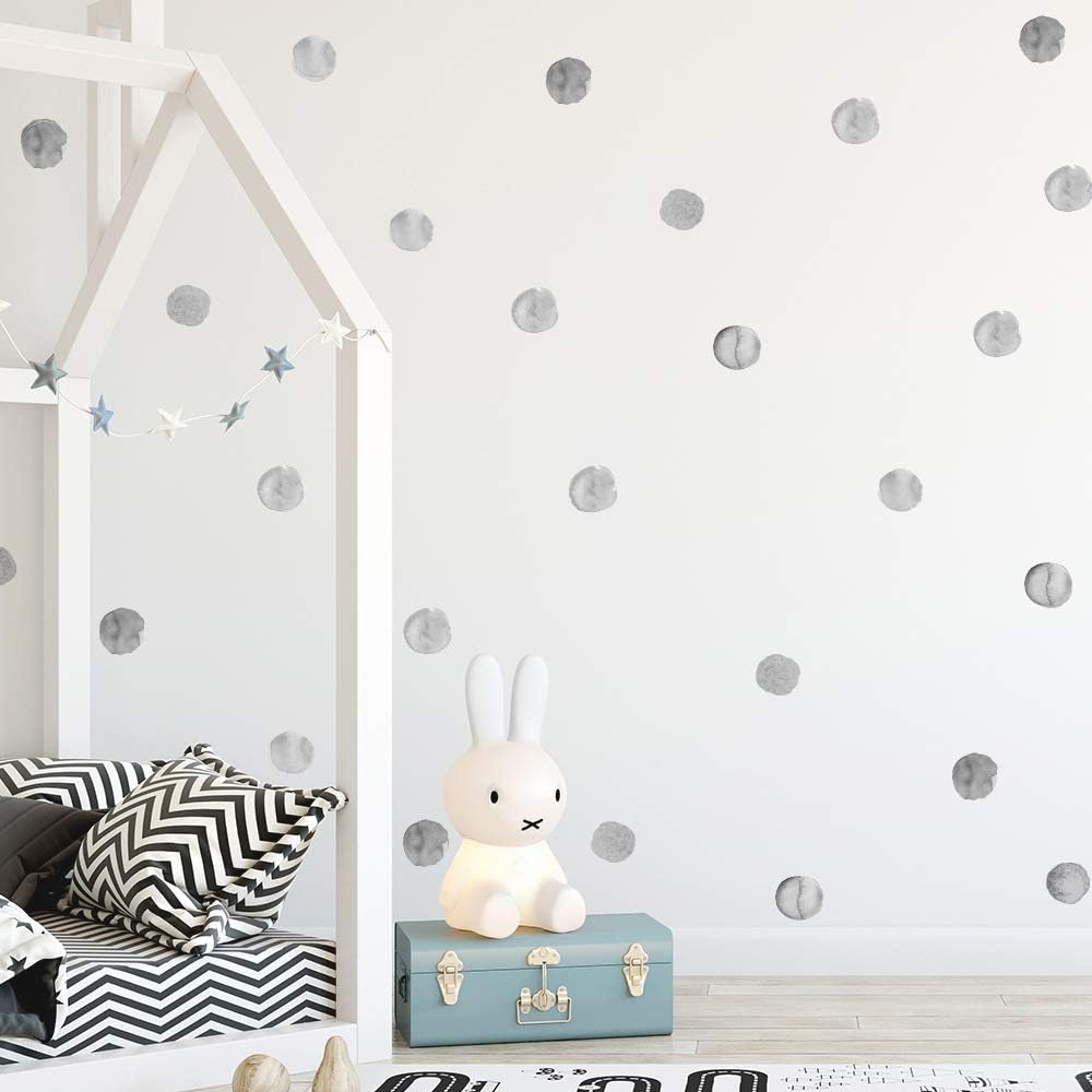 Watercolor Grey Polka Dot DIY Embellishments Wall Sticker Decal for Kid Girl Nursery Room Decortaion - Grey 36 Dots of 2.36in - Image 4