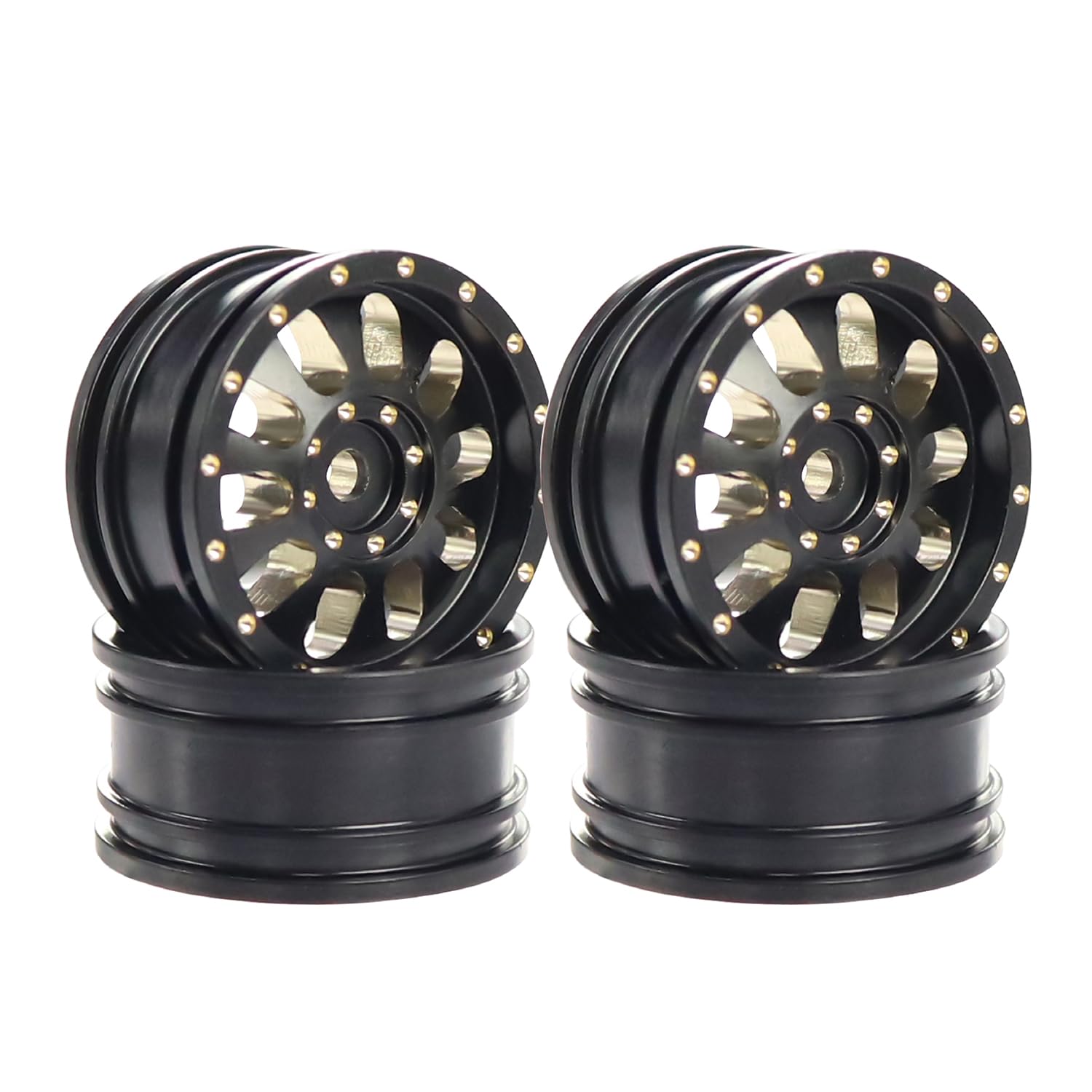Photo 1 of 4pcs Black Coating Brass 23g Wheel Rim Hub Offset 0.7" for AXIAL SCX30 Jeep Wrangler JLU Ford Bronco 1/30 RC Crawler Car Upgrade Parts (10 Holes)