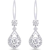 SAVEARTH DIAMONDS 2CT Moissanite Dangle Earrings, D Color Ideal Cut Lab Created Diamond 18K Gold Plated 925 Sterling Silver Mermaid Tear Drop Earrings for Women