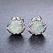 Rongxing18K White Gold Plated 8mm Round White Opal Stud Earrings For Women