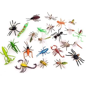 Casey Pragmatic 12 Mini Plastic Insects Bugs Butterflies Frogs Caterpillar Spiders Educational(None 12 Random Insects)