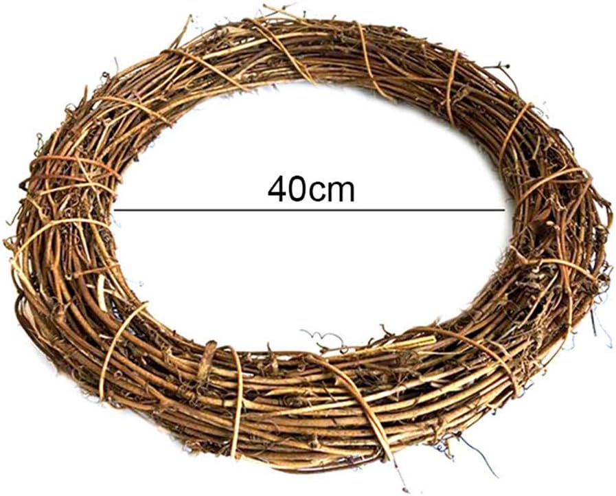 whelsara Christmas DIY Florist Decoration Earth Vine Wreath Natural Handmade Rattan Wicker Rattan Ring Knocker Steadfast