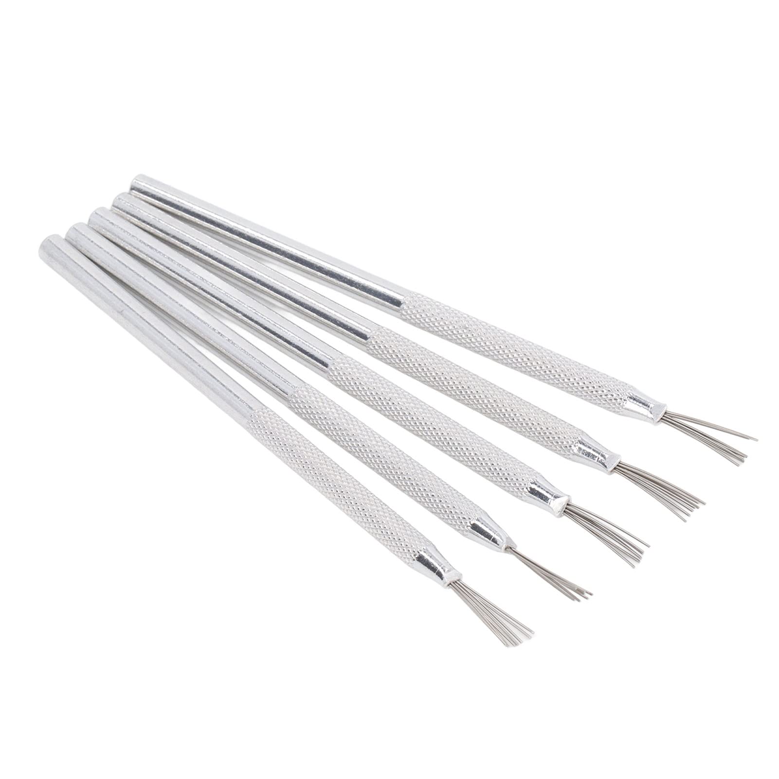 Fdit 5 PCS Clay Needle Tools Set, Premium Silver White Aluminum Handle Clay Polymer Tools for Pottery Sculpting Texturing Modeling
