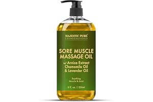 MAJESTIC PURE Arnica Massage Oil for Massage Therapy - with Lavender and Chamomile Essential Oils - Multipurpose Instant Abso