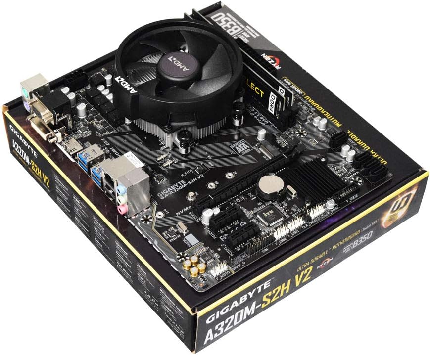 ADMI CPU Motherboard Bundle: AMD Ryzen 5 3400G 4.2GHz with Radeon Vega 11 Graphics, Gigabyte GA-A320M-S2H Motherboard, No RAM