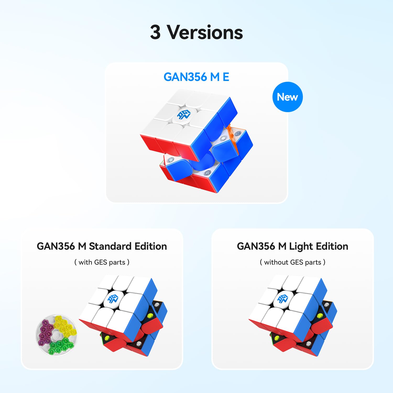 GAN 356 ME, Speed Cube 3x3 Magnetic Puzzle Toy with 48 Magnets GES Pro+ Customized 12 Tension Settings, Ideal for Children Kids Adults, GAN 356 M Upgraded Version, Frosted Version