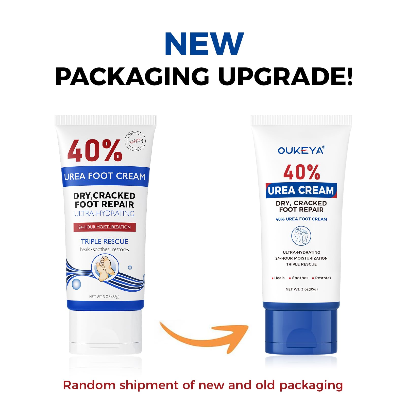 OUKEYA Urea Cream 40 Percent Tube 3 Oz, Foot & Hand Cream for Dry Cracked, 40 per Urea Lotion for Feet Maximum Strength