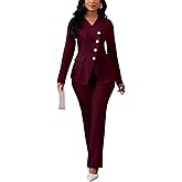 Pant Suits for Women Dressy Long Sleeve Blazer Jackets and High Waisted Wide Leg Pants Sets 2 Piece Work Outfit 2025