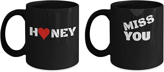 Amazon Com Miss You Honey Couple Mugs Miss You Honey Funny Black
