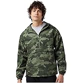 Champion CO200 Men's Hooded Packable Quarter-Zip Jacket, Lightweight Wind & Water-Resistant Pullover with Adjustable Hood