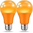JAHEKS Orange Light Bulbs for Outdoor Porch, 9W(60W Equivalent) E26 Base LED Orange Bulb for Halloween Christmas Wedding,Party,Bar,Holiday Lighting,Home Decor, 2-Pack