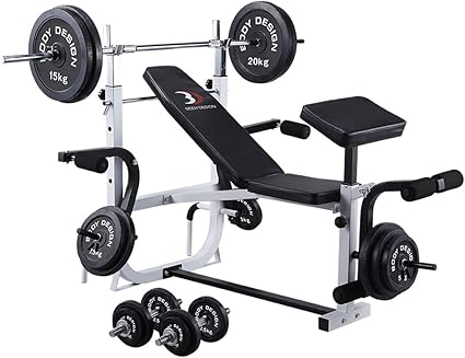 Amazon Body Design ボディデザイン ホームビルダーパック ラバーバーベルセット140kg マシンセット トレーニングベンチ バーベル ダンベル ラバー Body Design ボディデザイン 大型マシン