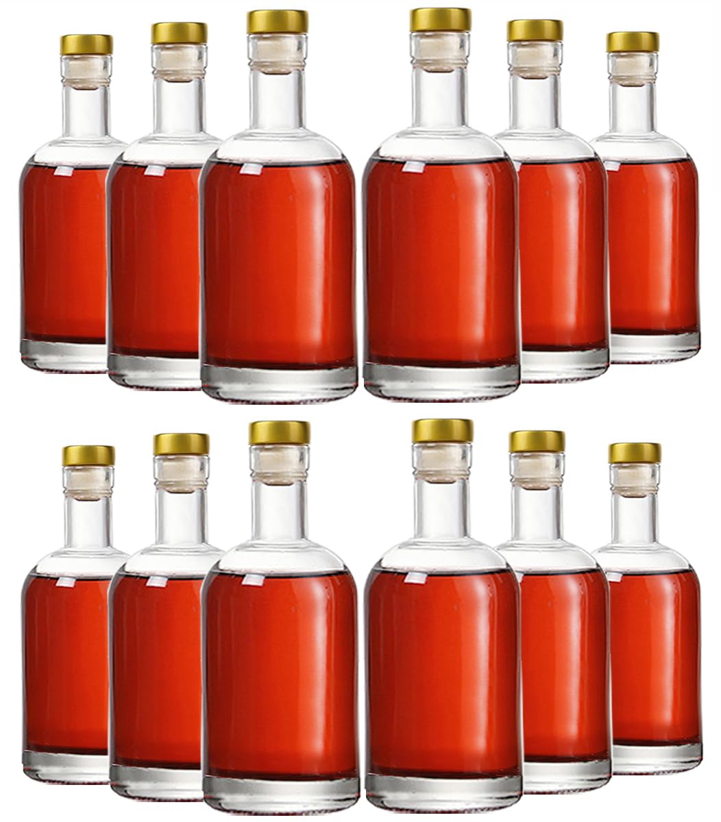 Photo 1 of Kaachli Clear Glass Bottles 6 oz - 200ml [Pack of 12] for Wine Beverages Drinks Oil Vinegar Kombucha Beer Water Soda with Cork Stopper Airtight Lid