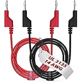 EDGELEC 14 Gauge 2pcs/3.3Ft 4MM Banana Plug to Banana Plug UL3135, Heavy Duty Silicone Test Leads Set Jumper Wires Kit for Testing
