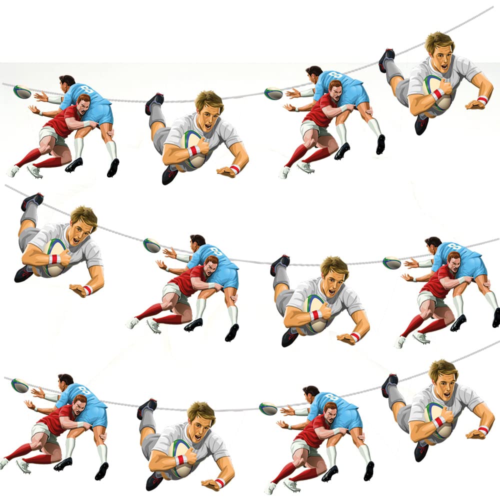 AK Giftshop Rugby Players Mix Bunting Party Decorations - 12pcs / 2.5m Ribbon