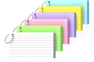 Ciphyfee Index Cards 3x5 Inch With Ring, 300 Count, Ruled Colored Index Card, 180GSM Flash Cards College Ruled for Students, Teachers, Study Note Card for Office, Home, School, Office