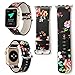 KOBWA Apple Watch Band 42mm, Premium Leather Strap Wrist Band Replacement with Stainless Metal Clasp for Apple Watch Series 1 Series 2 42mm All Models Black And Red Flowers