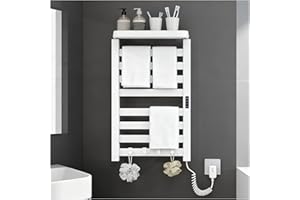 YJSG Heated Towel Racks for Bathroom Wall Mounted, Towel Warmer Rack with Top Shelf, Electric Heated Drying Rack with Timer, 
