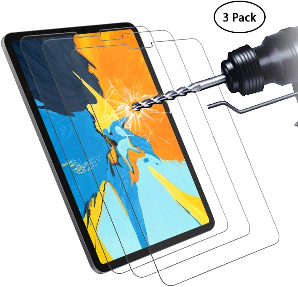 Didisky Tempered Glass Screen Protector for iPad Pro 11 inch 2018/2020 / Air 4 2020 10.9, [ 3 Pack ] Anti Scratch, 9H Hardness, No Bubbles, High Definition, Easy To Apply