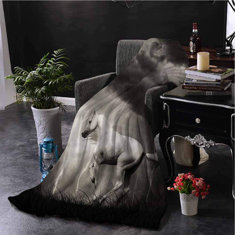 Luoiaax Horses Bedding Flannel Blanket Thunderstorm with Clouds Super Soft and Comfortable Luxury Bed Blanket W57 x L74 Inch