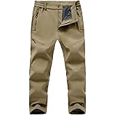TBMPOY Men's Snow Ski Hiking Pants Fleece Lined Waterproof Winter Pant Softshell Camping Travel Ice Fishing Hunting Pant