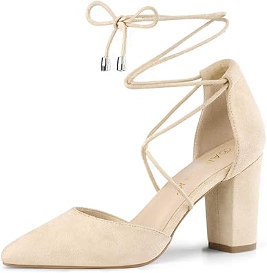 chunky heel pointed toe pumps