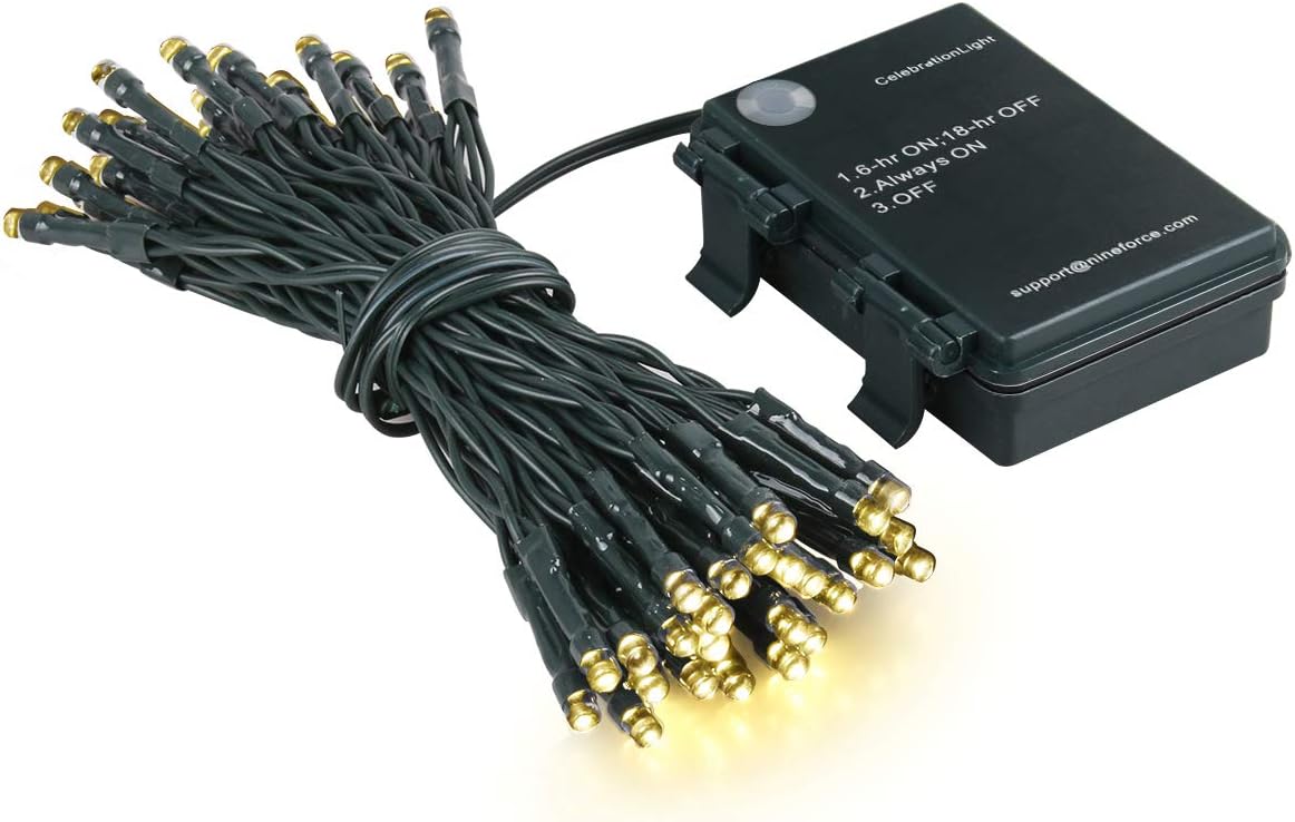 LED String Lights - Battery Operated String Lights- 20FT Waterproof Wreath Lights with 40 LEDs Perfect for Christmas Garland and Xmas Tree Decor - Warm White