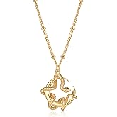 LADYGD Snake Necklace for Women Trendy 14K Gold Plated Cubic Zirconia Dainty Moon Serpent Pendant Necklace Handmade Gold Jewelry Gift