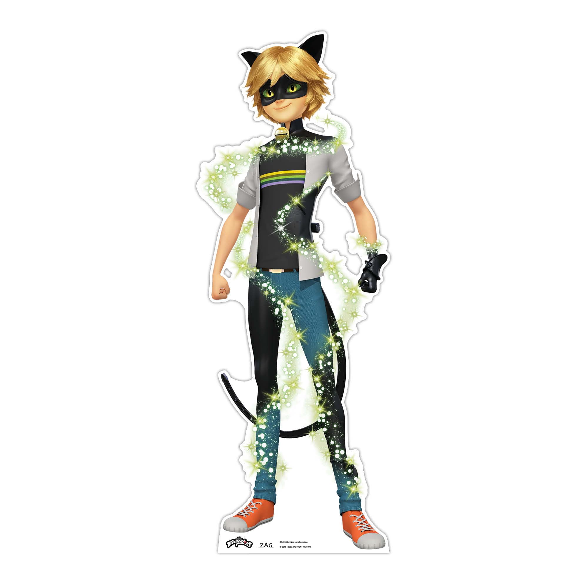 Star Cutouts SC4228 Cat Noir Transformation Mini Cardboard Cutout – Miraculous Fan Display for Parties & Kids’ Events