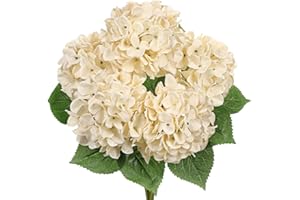 Beige Hydrangea Artificial Flowers Large Artificial Hydrangeas Silk Flowers for Home Decor Indoor Wedding Flowers Bouquets Fa