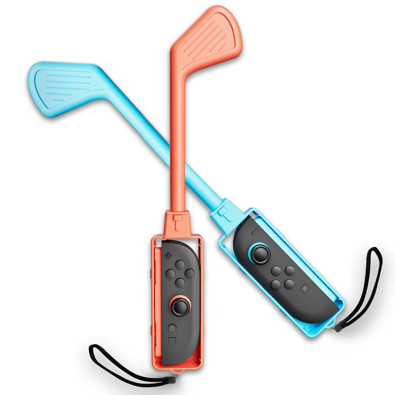 Nargos Golf Culb for Nintendo Switch 2 Joy-Con Controller, Sports Game Accessories for Mario Golf-Super Rush（2 Pack） (Blue Orange, Switch 2)